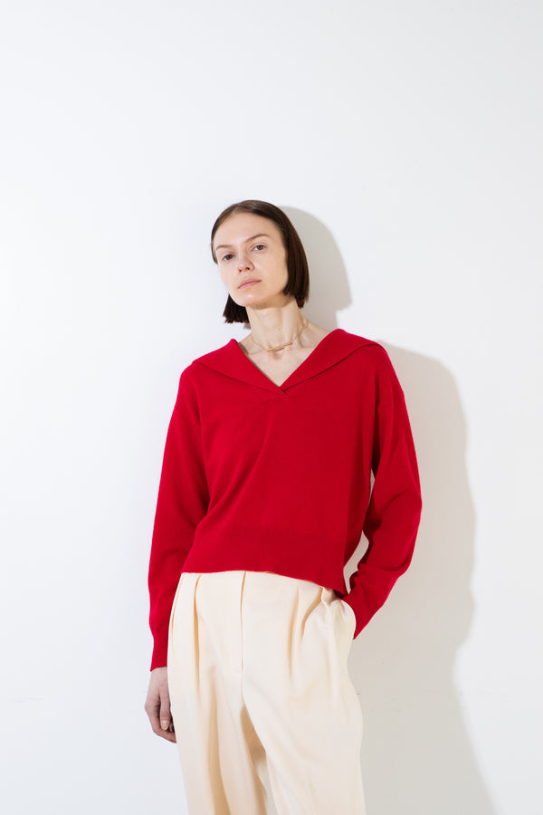 Pure Cashmere Nyc Sailor Collar Top_Red