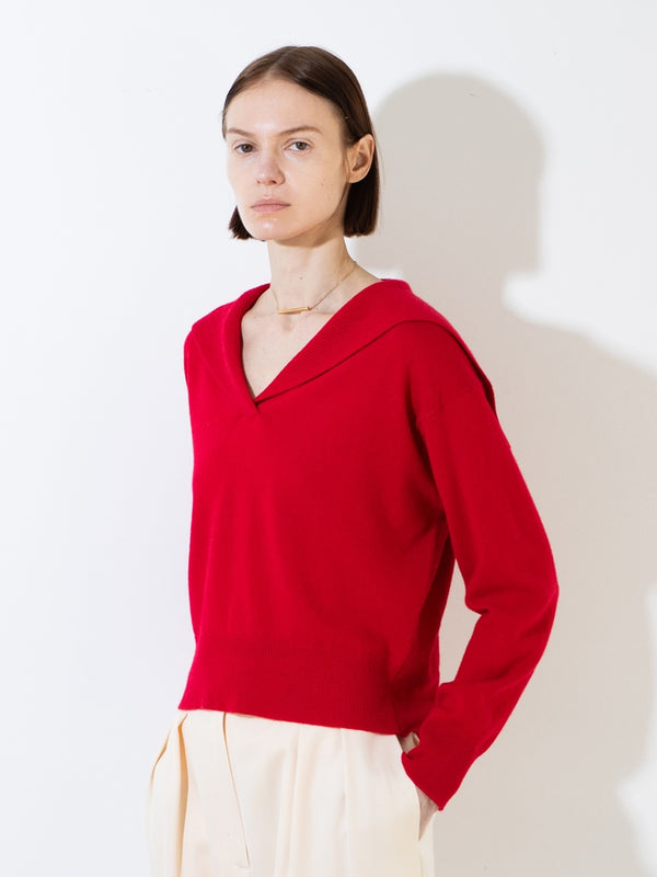 pure cashmere nyc Sailor Collar Top_Red