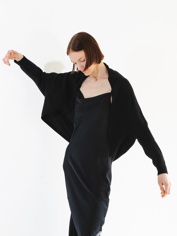pure cashmere nyc Shrug Cardigan_Black