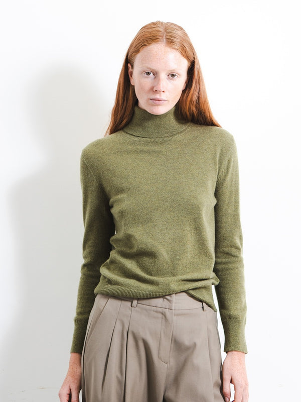 pure cashmere nyc Turtleneck Sweater_Olive