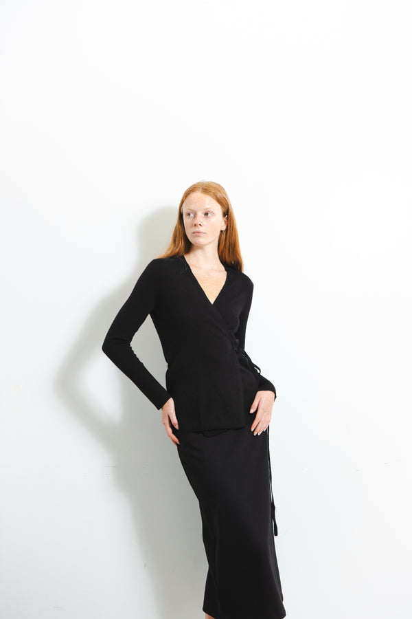 Pure Cashmere Nyc Wrap Cardigan_Black