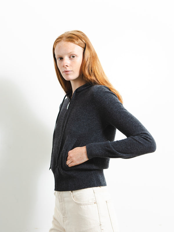 pure cashmere nyc Zip-up Hoodie_Graphite