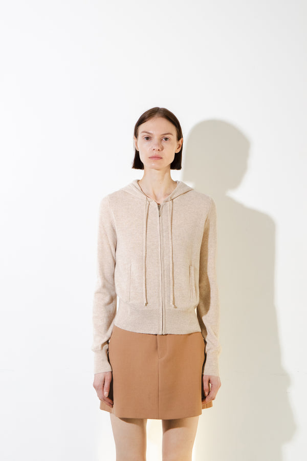 Pure Cashmere Nyc Zip-up Hoodie_Oatmeal