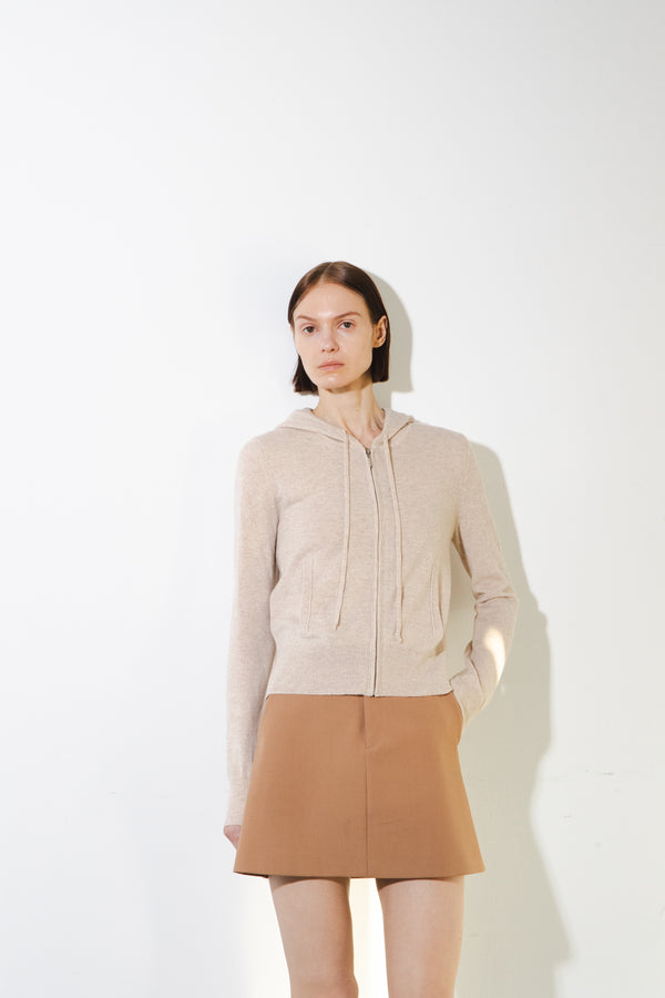 Pure Cashmere Nyc Zip-up Hoodie_Oatmeal