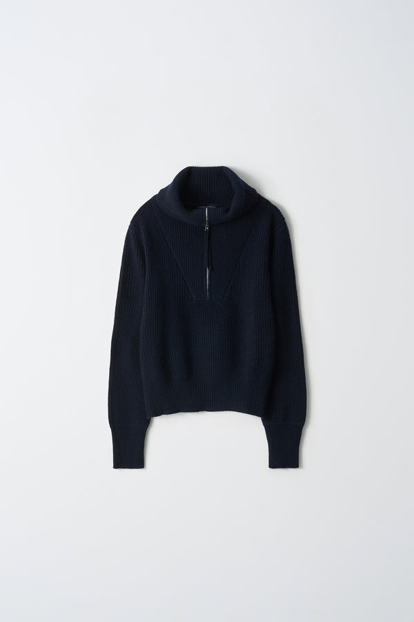 Pure Cashmere Nyc Ribbed Half Zip Pullover_Dark Navy