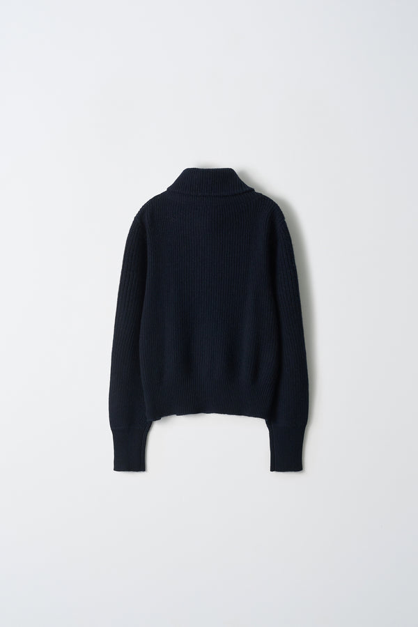 Pure Cashmere Nyc Ribbed Half Zip Pullover_Dark Navy