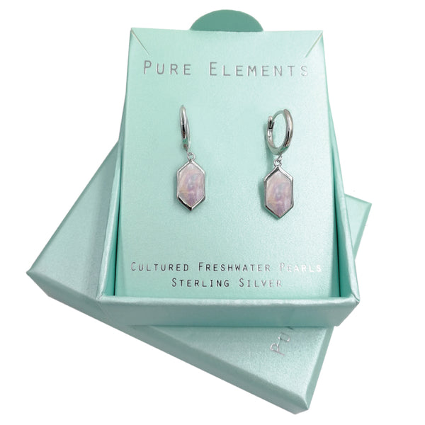 Pure Elements HEXAGON MOTHER OF PEARL HUGGIES - SILVER