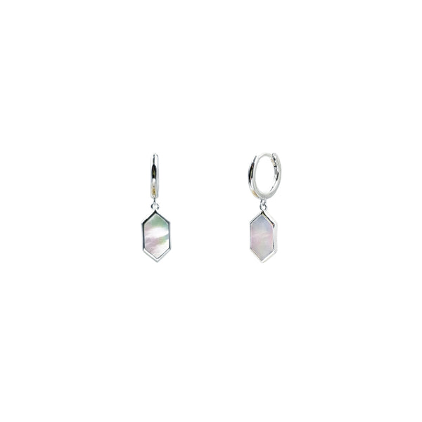 Pure Elements HEXAGON MOTHER OF PEARL HUGGIES - SILVER