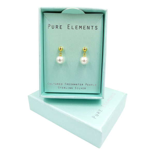 Pure Elements GRACE PEARL EARRINGS - GOLD