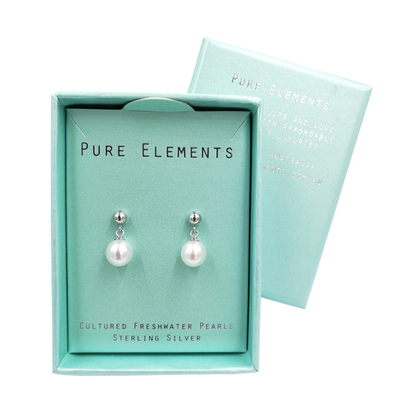 pure Elements GRACE PEARL EARRINGS - SILVER