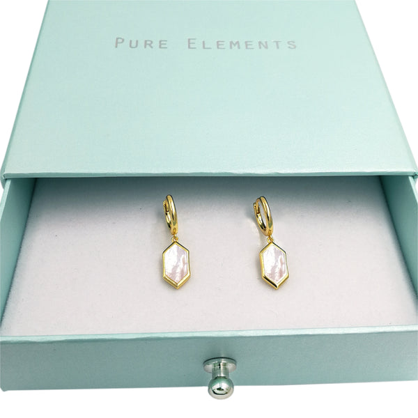 Pure Elements HEXAGON MOTHER OF PEARL HUGGIES - GOLD