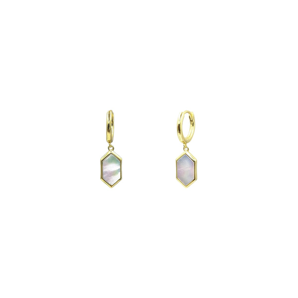 Pure Elements HEXAGON MOTHER OF PEARL HUGGIES - GOLD