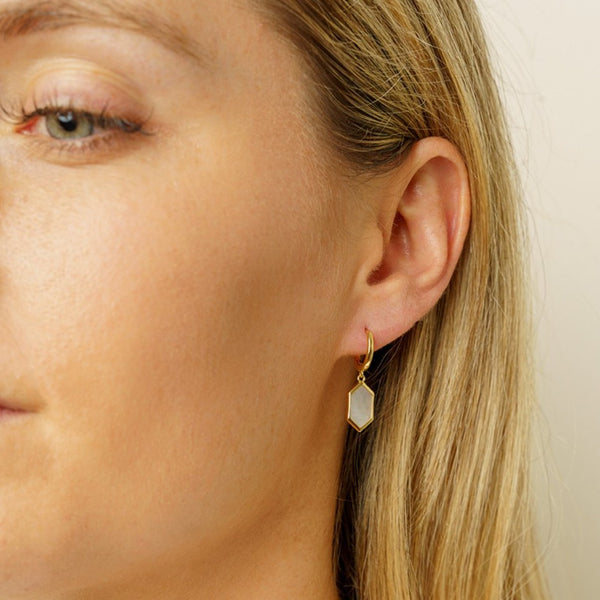 pure elements HEXAGON MOTHER OF PEARL HUGGIES - GOLD