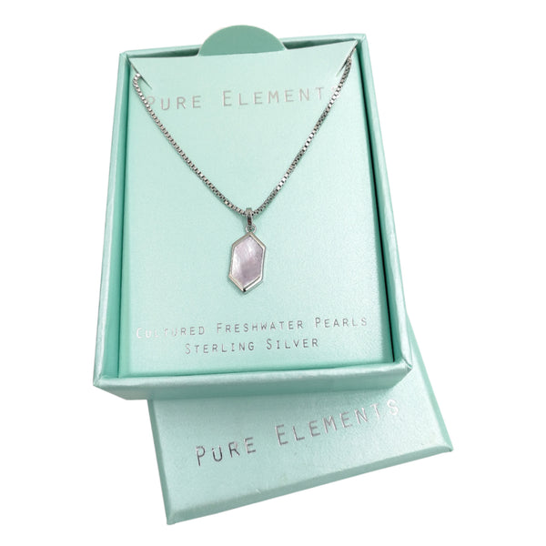 Pure Elements HEXAGON MOTHER OF PEARL PENDANT
