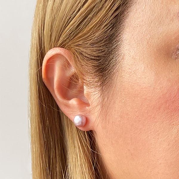 pure elements LARGE NATURAL ROSE STUDS