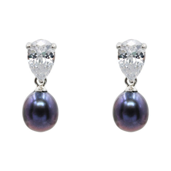 Pure Elements SPARKLE & SHINE PEACOCK BLACK PEARL DROP EARRINGS