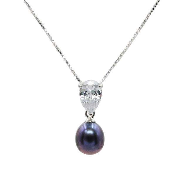 Pure Elements SPARKLE & SHINE PEACOCK BLACK PEARL PENDANT NECKLACE