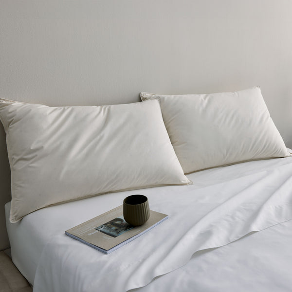Puredown 2 Pack Organic Cotton Down Feather Pillows For Back And Side Sleepers
