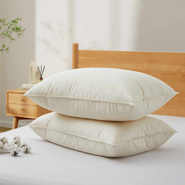 Puredown 2 Pack Organic Cotton Down Feather Pillows For Back And Side Sleepers