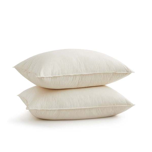 puredown 2 Pack Organic Cotton Down Feather Pillows for Back and Side Sleepers