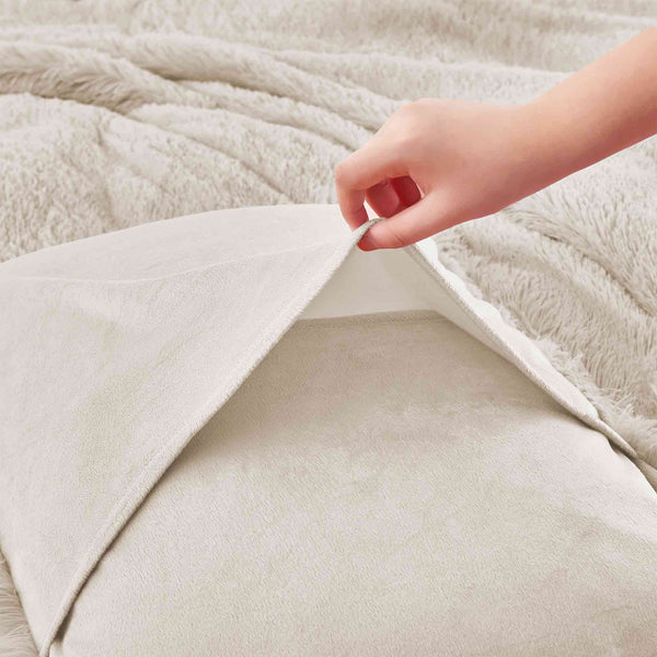 Puredown 3 Piece Plush Reversible Faux Fur Comforter Set