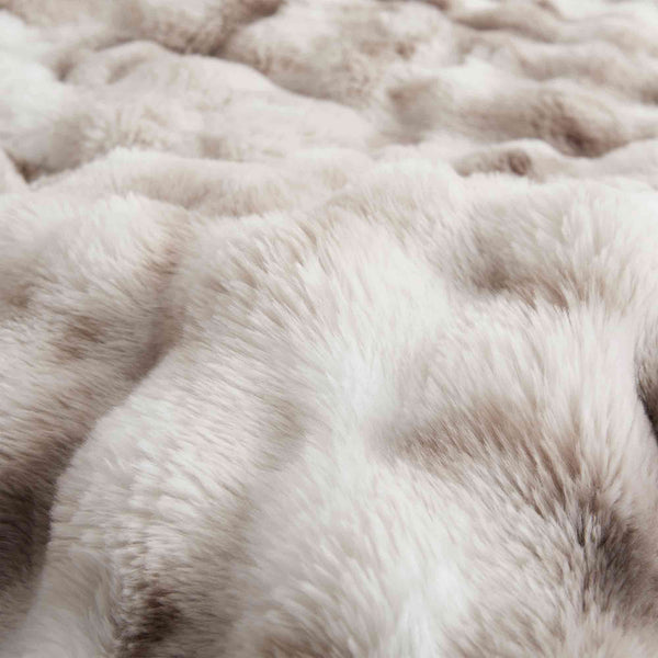 Puredown 3 Piece Plush Reversible Faux Rabbit Fur Comforter Set