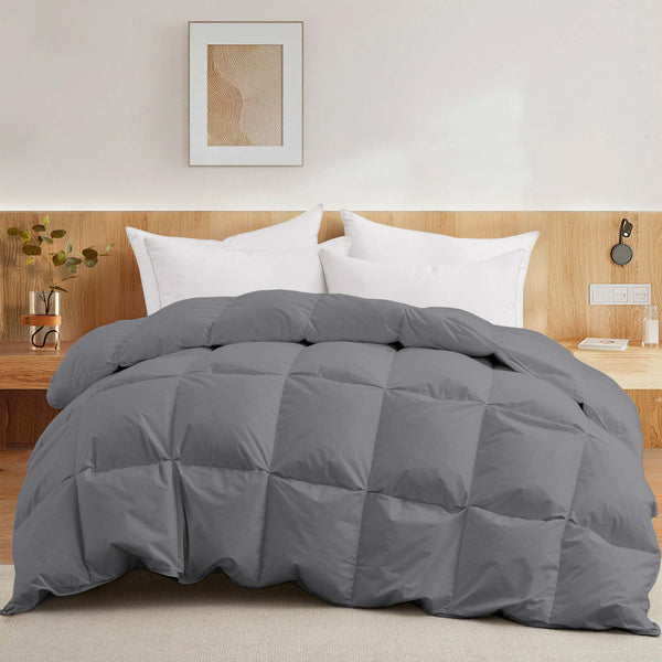 Puredown All Seasons Pinch Pleat Goose Feather And Down Comforter