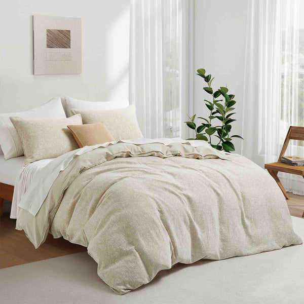 Puredown Jacquard Cotton Linen Blend Duvet Cover Set