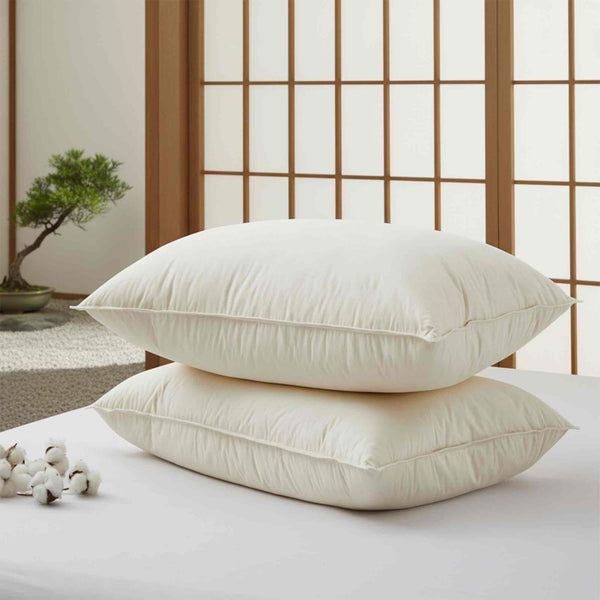 Puredown Japanese-Made Organic Cotton Down Feather Pillows