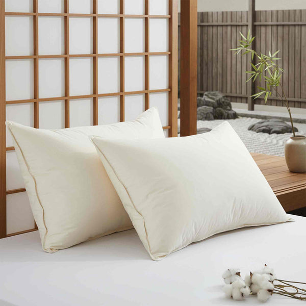 Puredown Japanese-Made Organic Cotton Down Feather Pillows