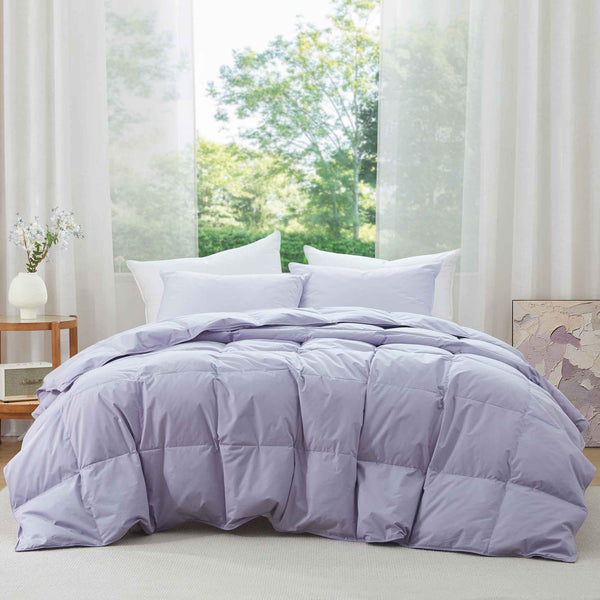 Puredown Lightweight Organic Cotton Down Comforter & Pillow Bundle