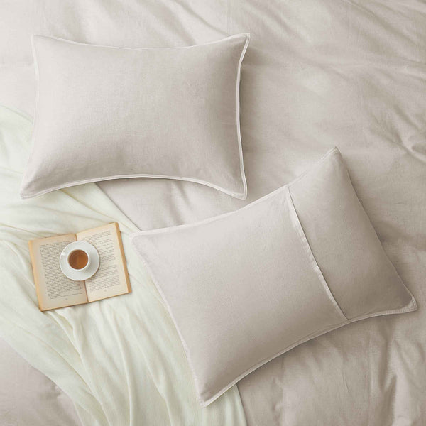 Puredown Linen Cotton Blend Duvet Cover Set With Pillowcases