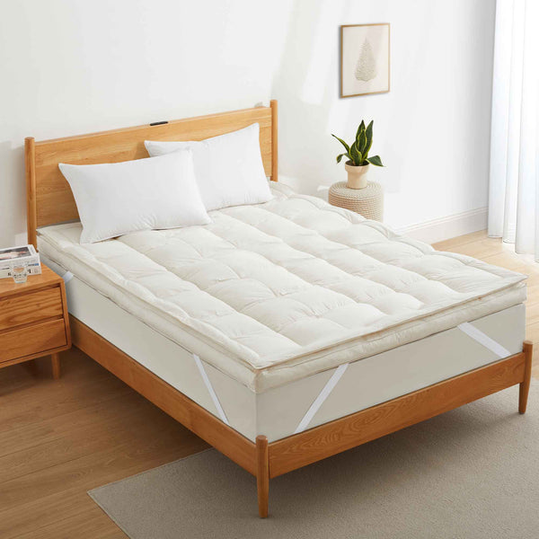 Puredown Organic Cotton Goose Feather Bed Mattress Topper