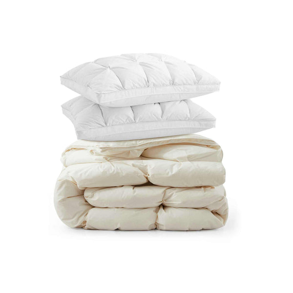 puredown Luxury Puff Down Comforter & Pillow Bundle