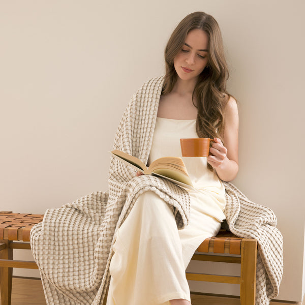 Puredown Organic Cotton Waffle Blanket