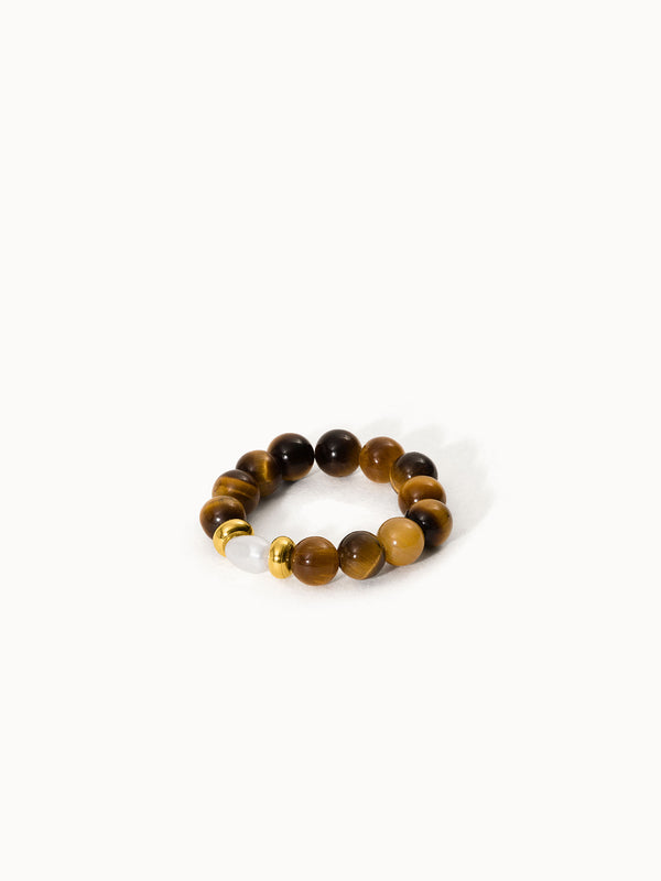purelei Anxiety Tiger‘s Eye Pearl Ring mit Perle Ringe