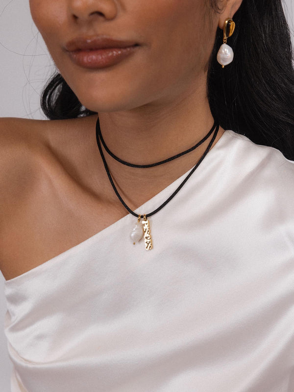 Purelei Schwarze Satin Kette Halsketten