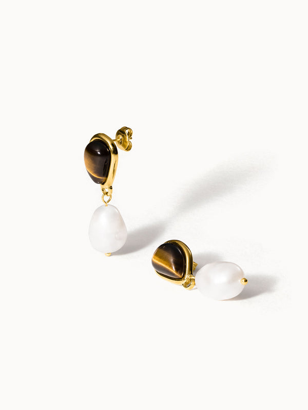 purelei Tiger's Eye Pearl Perlenohrringe Ohrringe