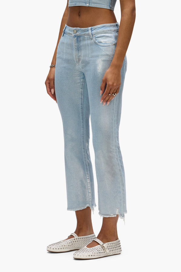 Purple Brand Ankle Bootcut Silver Foil Light Indigo