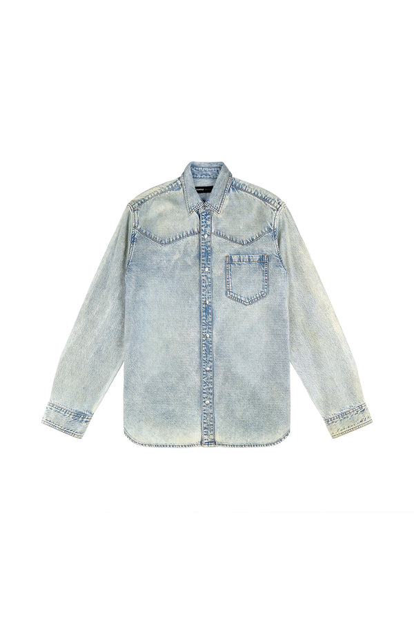 Purple Brand Coated Western Shirt Superlight Indigo