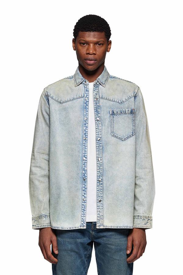 purple brand Coated Western Shirt Superlight Indigo