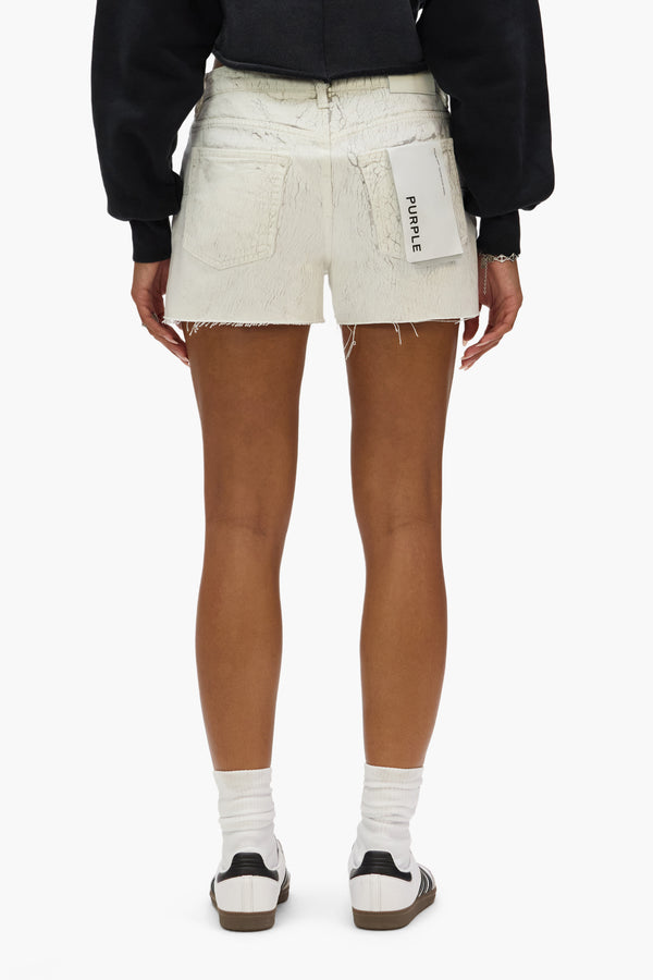 Purple Brand Cut Off Shorts Crackle Print Light Indigo
