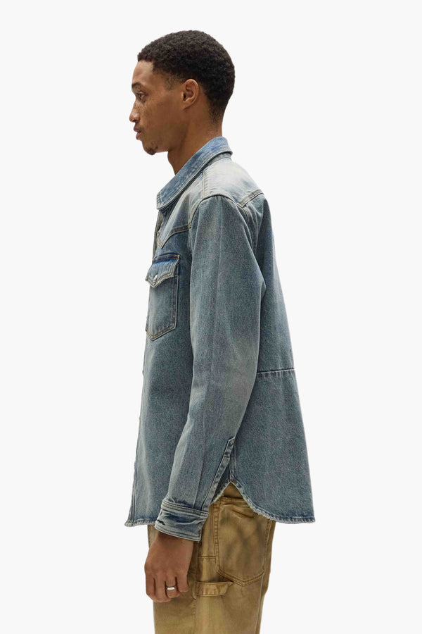 Purple Brand Double Pocket Western Shirt Light Indigo