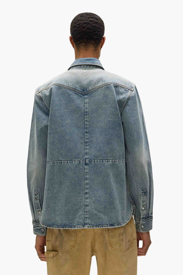 Purple Brand Double Pocket Western Shirt Light Indigo