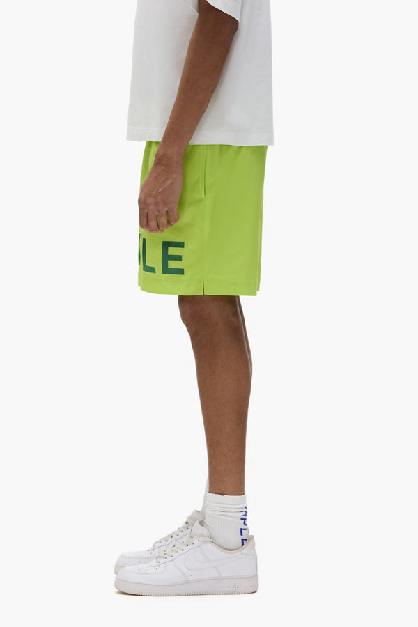 Purple Brand Embroidered Wordmark Swim Shorts Green