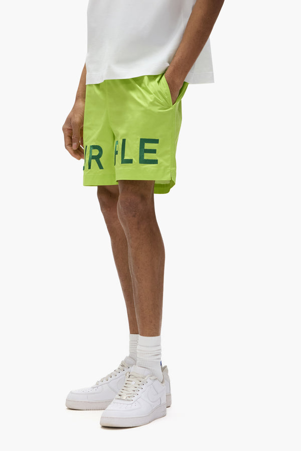 Purple Brand Embroidered Wordmark Swim Shorts Green
