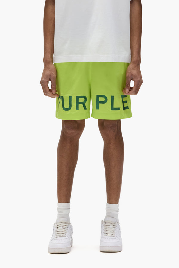 purple brand Embroidered Wordmark Swim Shorts Green