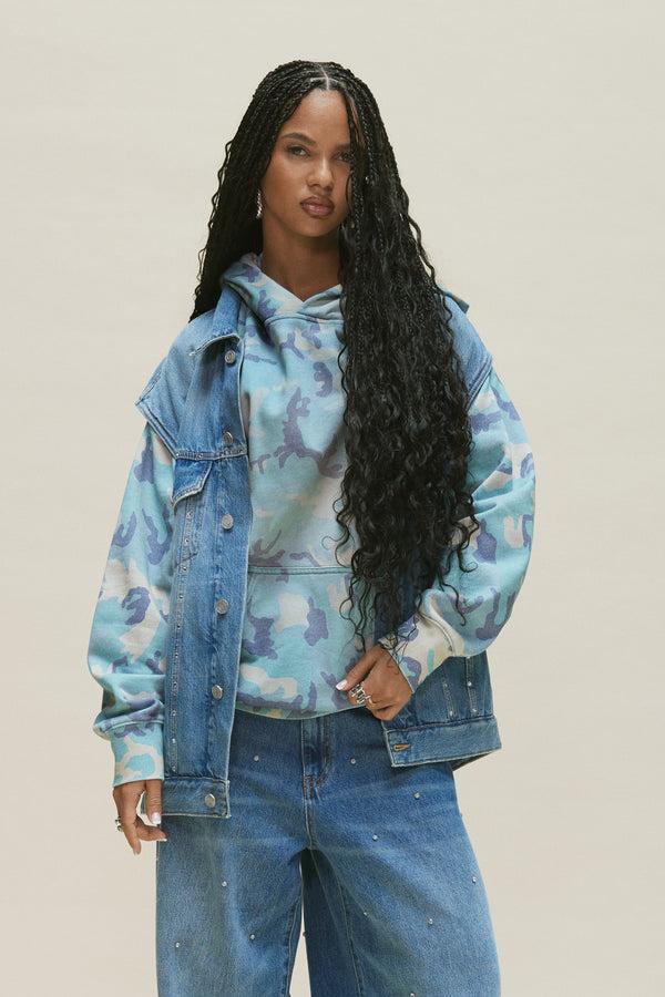 Purple Brand Faded Camo Pull Over Hoodie All Over Print