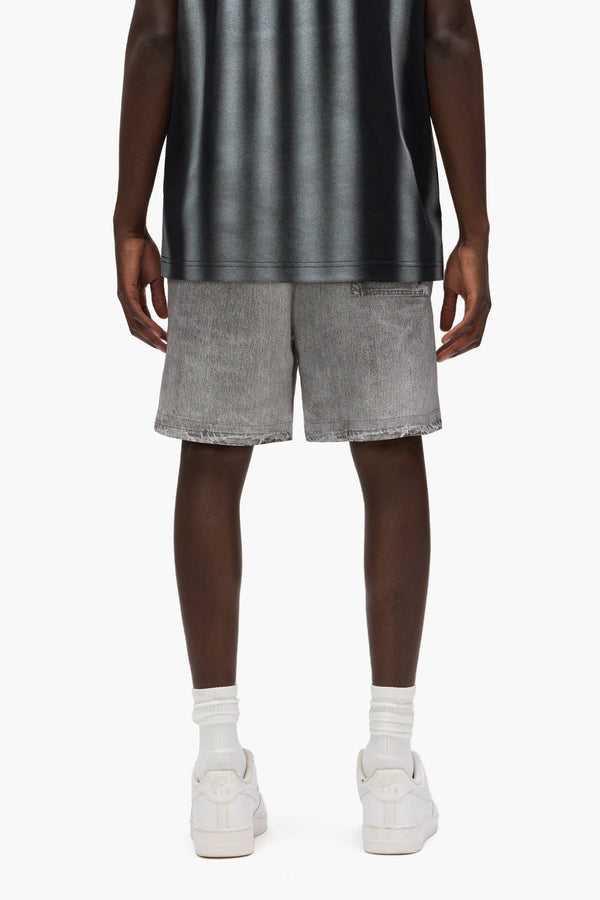 Purple Brand Faux Denim Wordmark All Around Shorts Gray