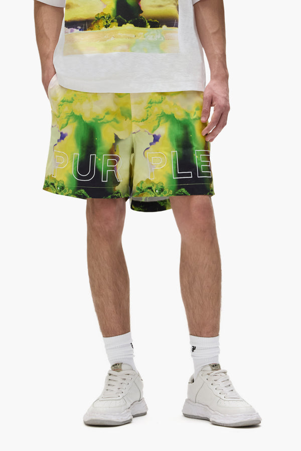 Purple Brand Force Majeure Swim Shorts Yellow & Green